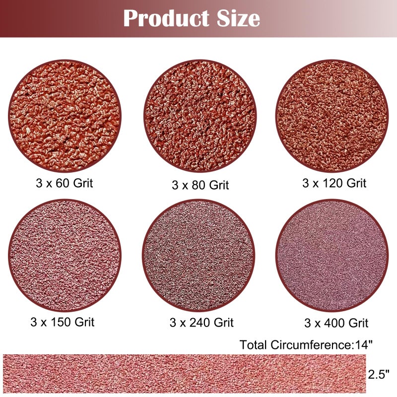 SACKORANGE 18 Pack 2-1/2 x 16 Inch Abrasive Sanding Belts Kit - 60 80 120 150 240 400 Grit Aluminum Oxide Clothed Backing Sander Belts for Wood-Working, Metal and Paint Grinding and Polishing (2.5" x 16") - Image 2